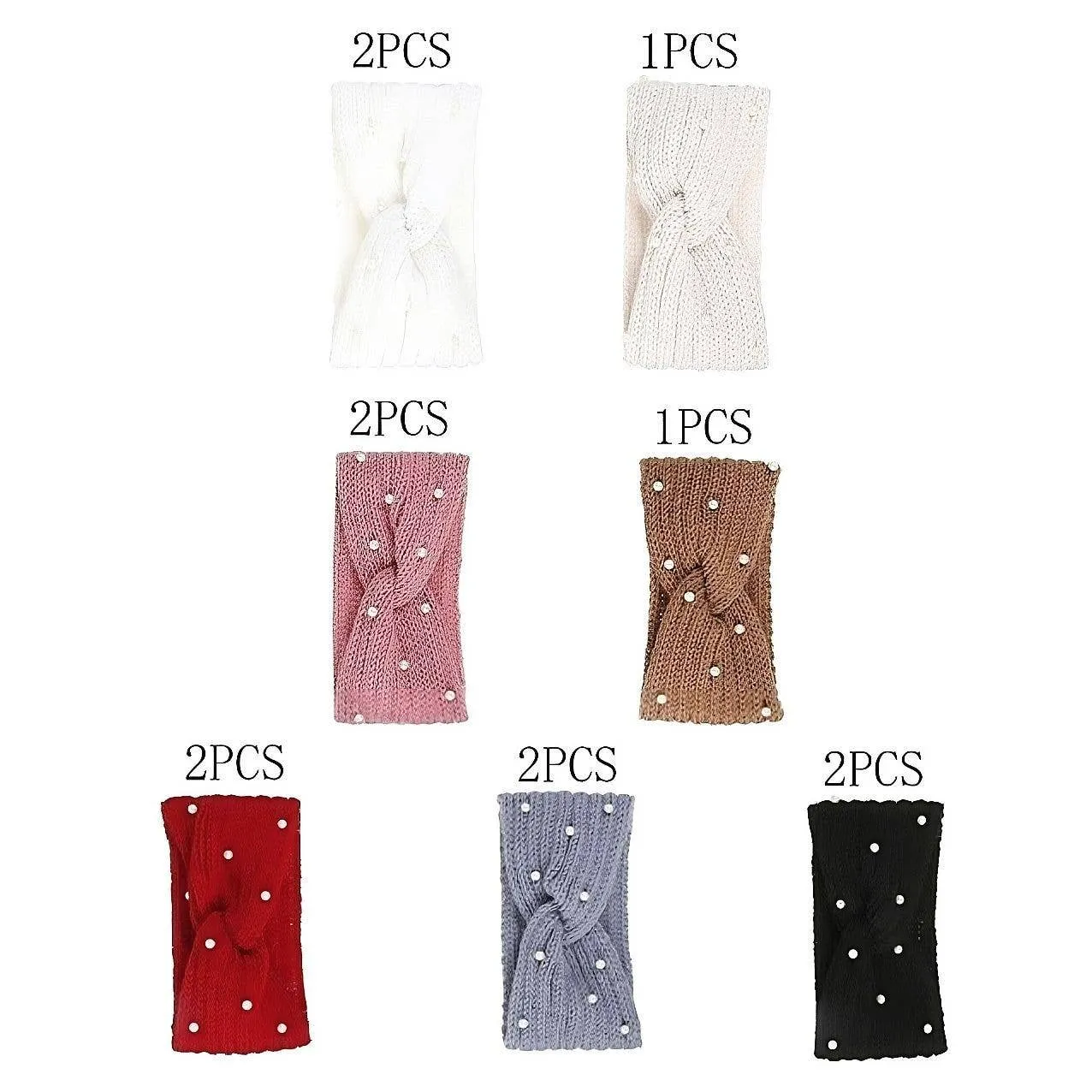 12pk Pearls Deco Knitted Bow Twist Turban Headband