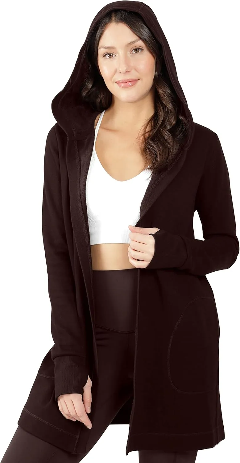 90 Degree By Reflex Heavy Fleece Open Hooded Cardigan