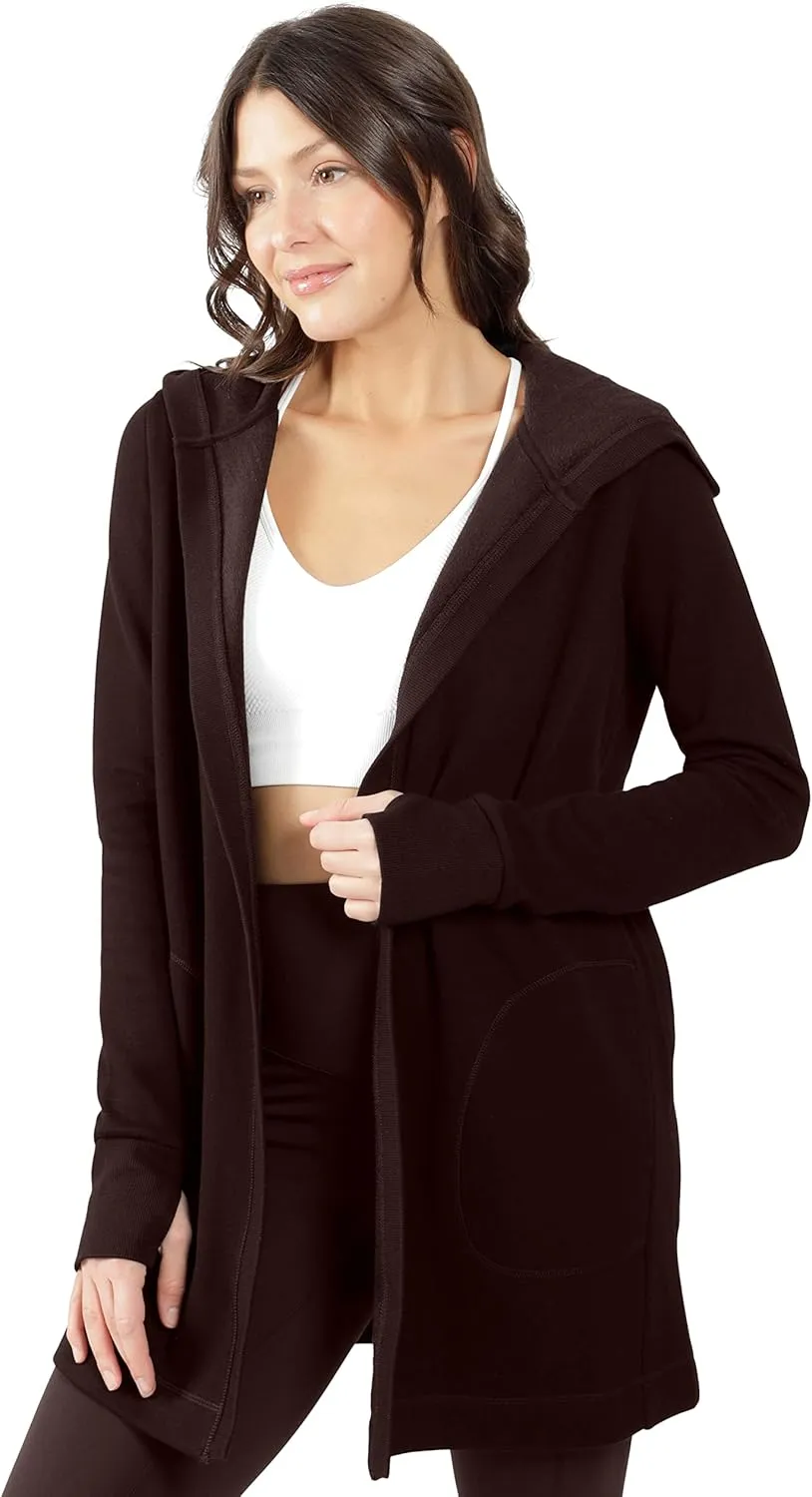 90 Degree By Reflex Heavy Fleece Open Hooded Cardigan
