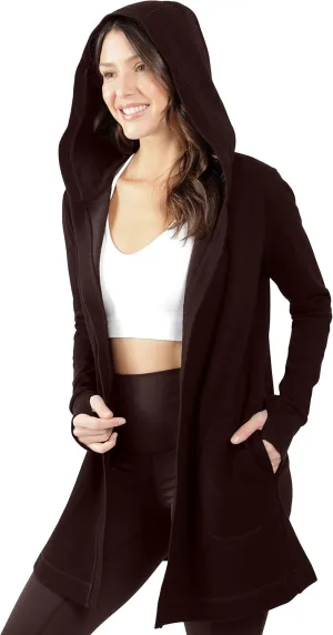 90 Degree By Reflex Heavy Fleece Open Hooded Cardigan