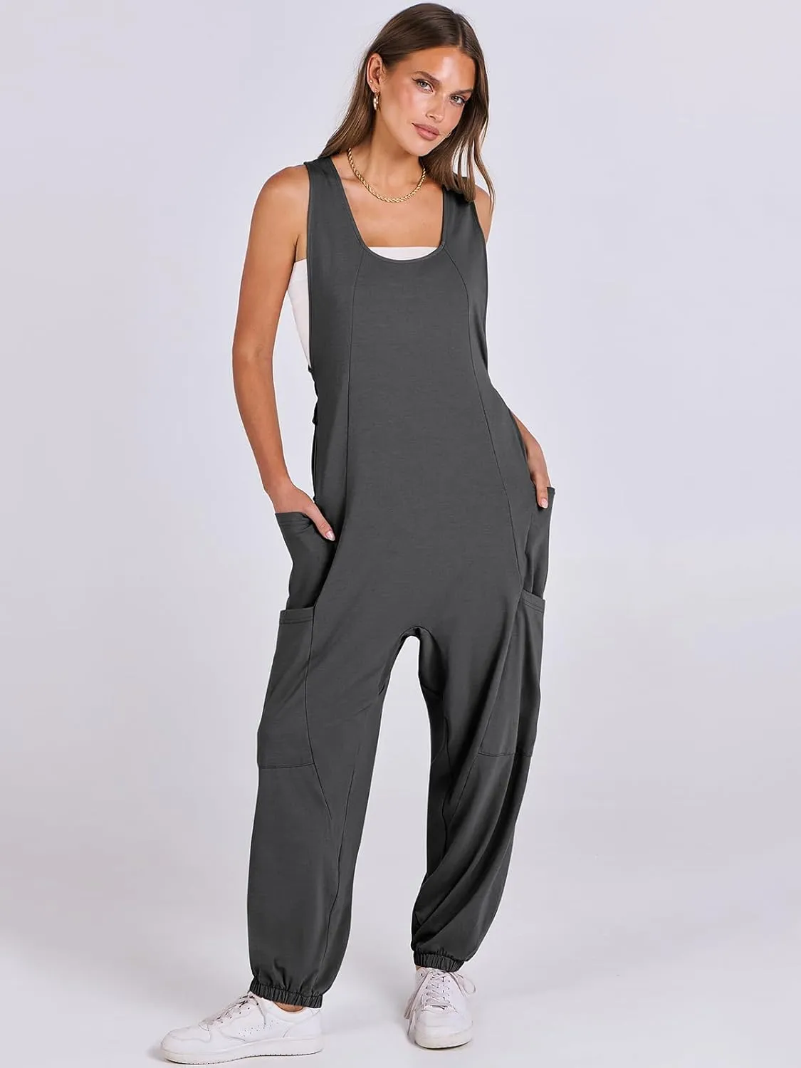 ANRABESS Women Overalls Jumpsuits Loose Casual Dressy Sleeveless Baggy Harem Pants Romper Jumpers 2025 Trendy Summer Outfits