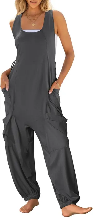 ANRABESS Women Overalls Jumpsuits Loose Casual Dressy Sleeveless Baggy Harem Pants Romper Jumpers 2025 Trendy Summer Outfits