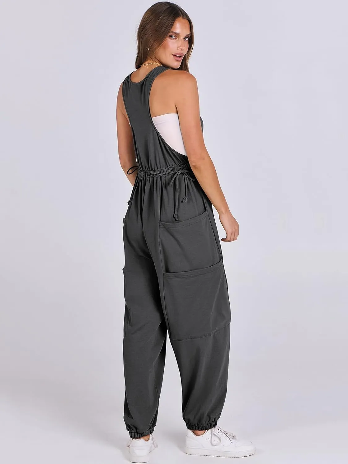 ANRABESS Women Overalls Jumpsuits Loose Casual Dressy Sleeveless Baggy Harem Pants Romper Jumpers 2025 Trendy Summer Outfits