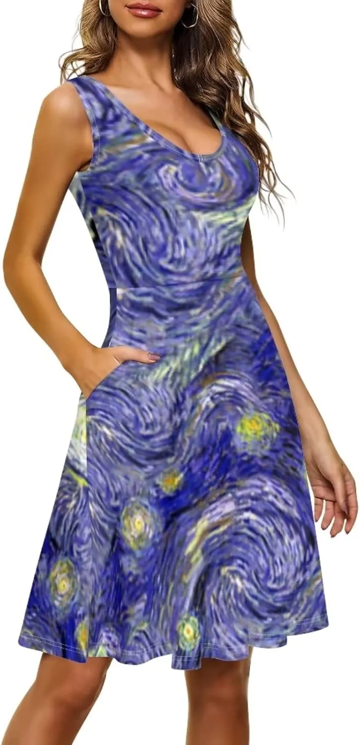 Belidome Tank Dress for Women Sleeveless A-line Plus Size XS-4XL Loose Fit Soft Comfy Lightweight