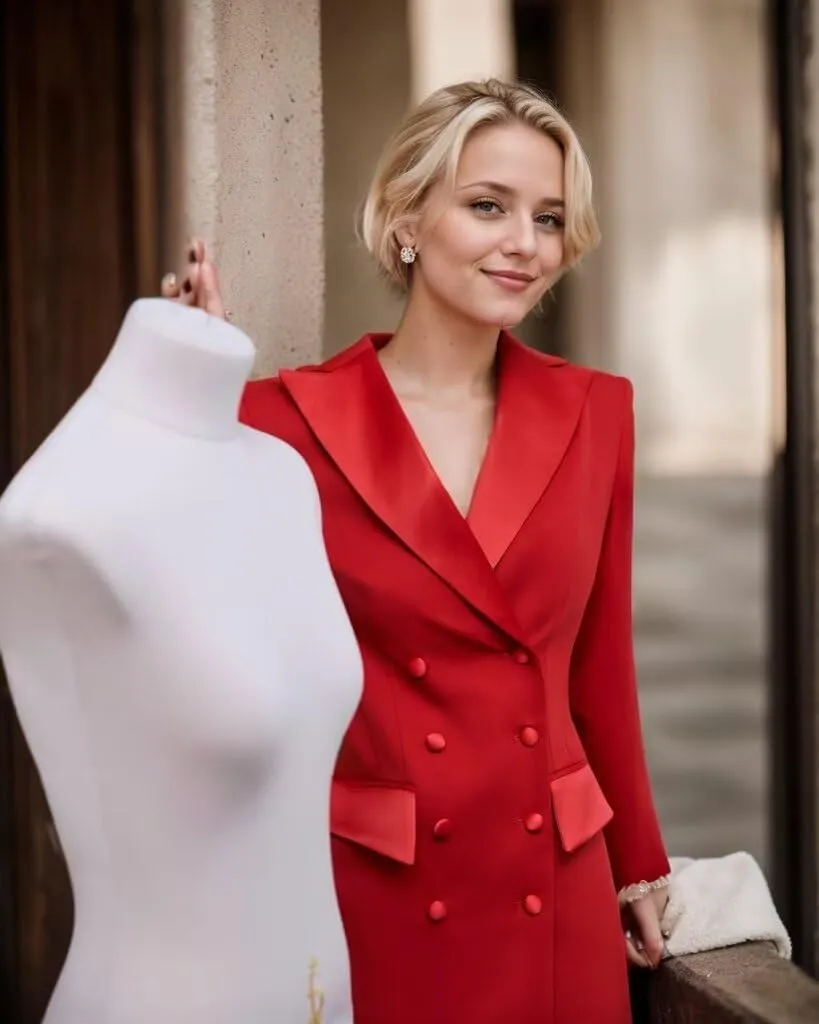 Blazer Dress for Women Double Breasted Peak Lapel Bodycon Women's Casual Long Sleeve Solid Suit Skirt for Business