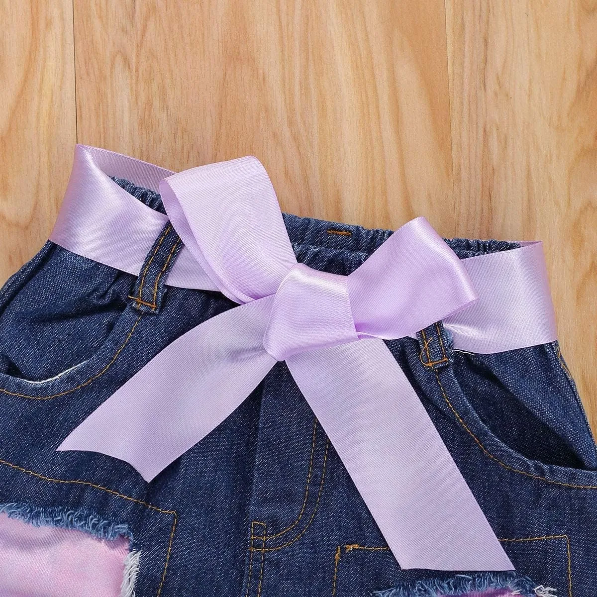 Bmnmsl Baby Toddler Girls Floral Short Sleeve Tops T-Shirt Vest & Denim Shorts Set Kids 1T 2T 3T 4T 5T Clothes Summer Outfits