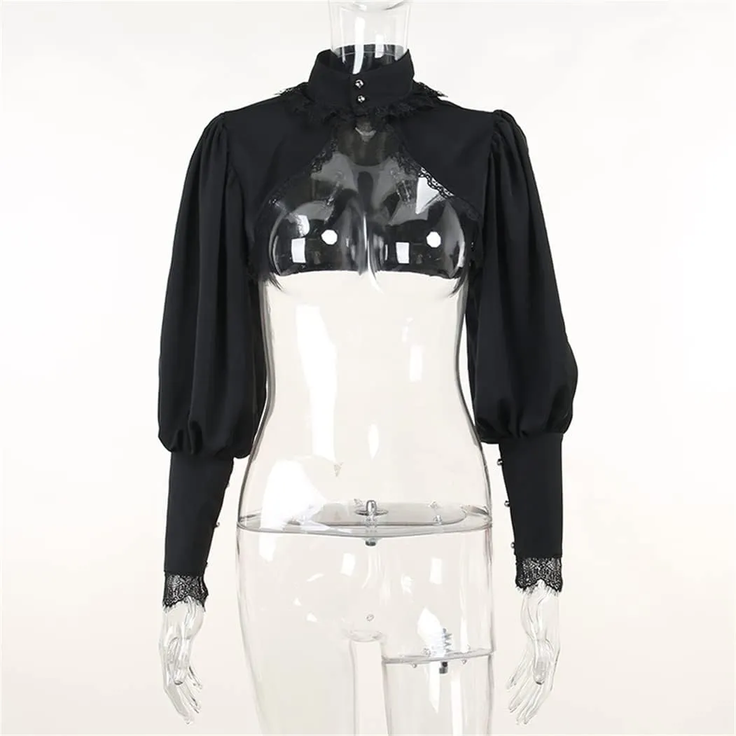 Bolero Shrug Top Trad Goth Black Shawls and Wraps for Evening Dresses Short Cardigan