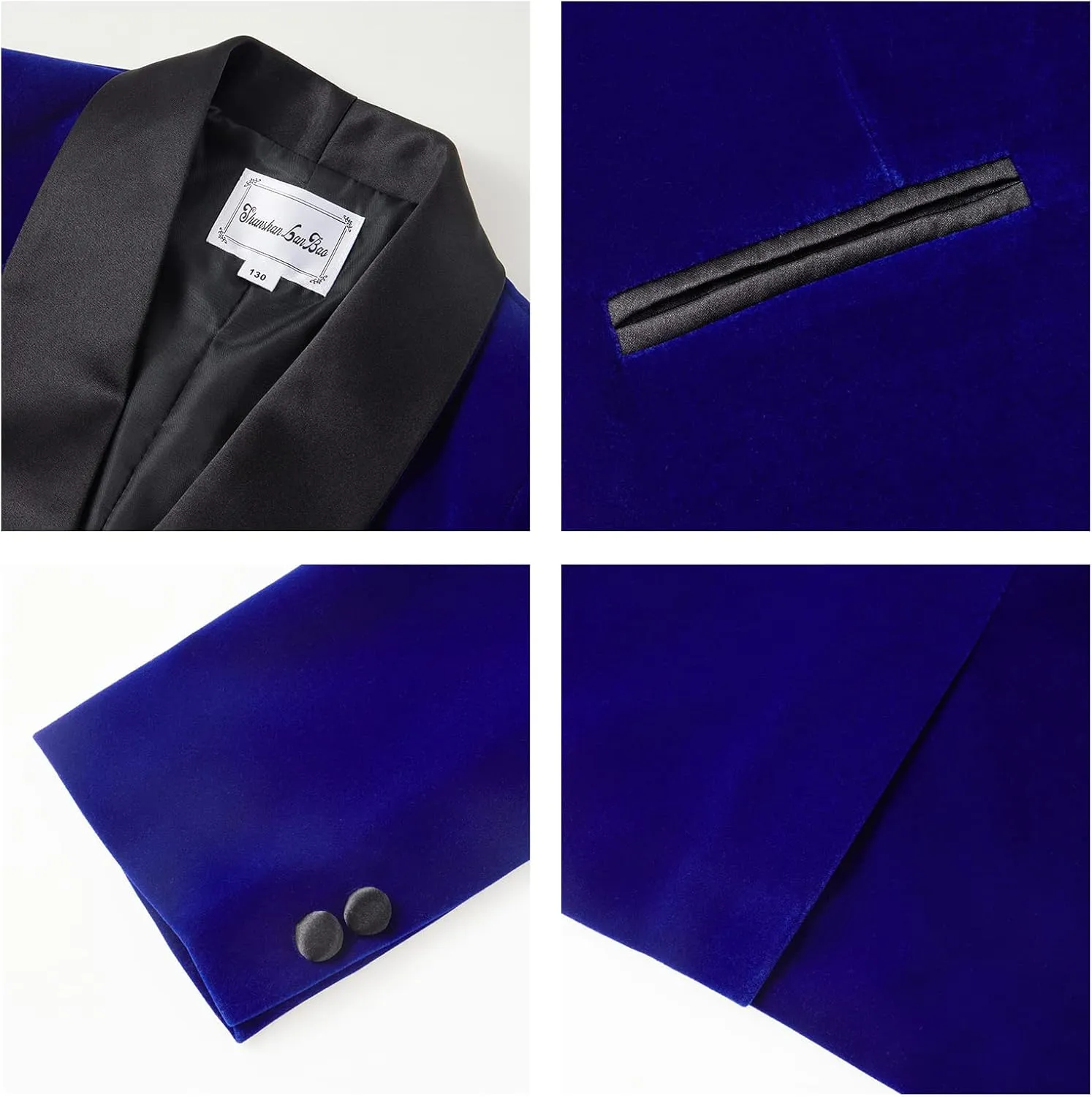 Boys Tuxedo Suit 3 Pieces Kids Formal Slim Fit Velvet Suits Set for Wedding Prom Party