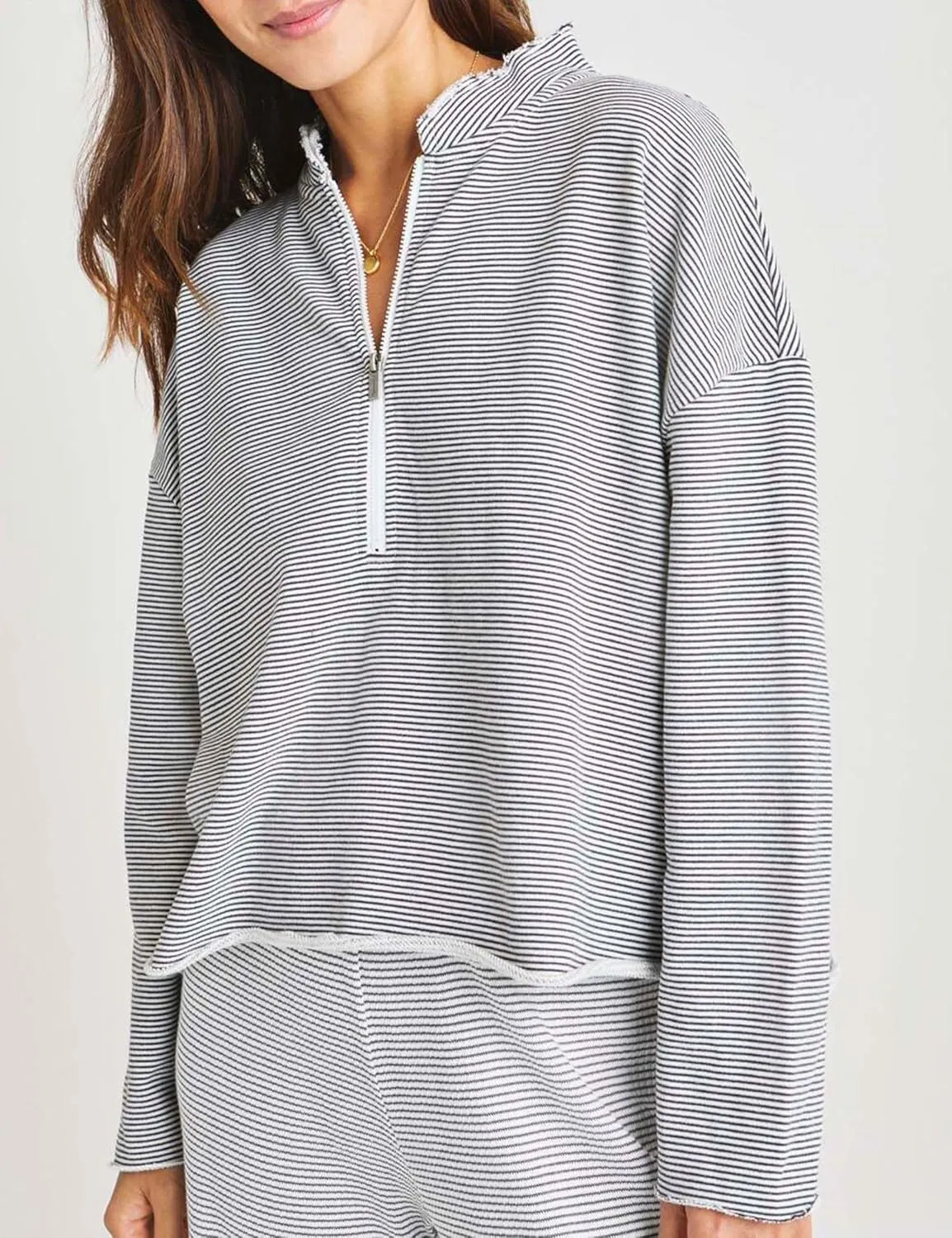 Bozanly Women's 2 Piece Outfits Casual Quarter Zip Long Sleeve Pullover and Drawstring Shorts Lounge Set