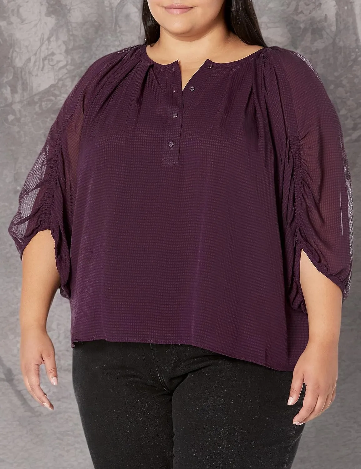Calvin Klein Women's Cinched Sleeve Blouse