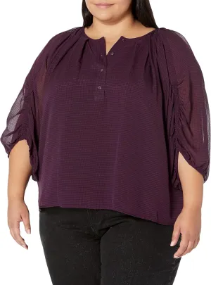 Calvin Klein Women's Cinched Sleeve Blouse