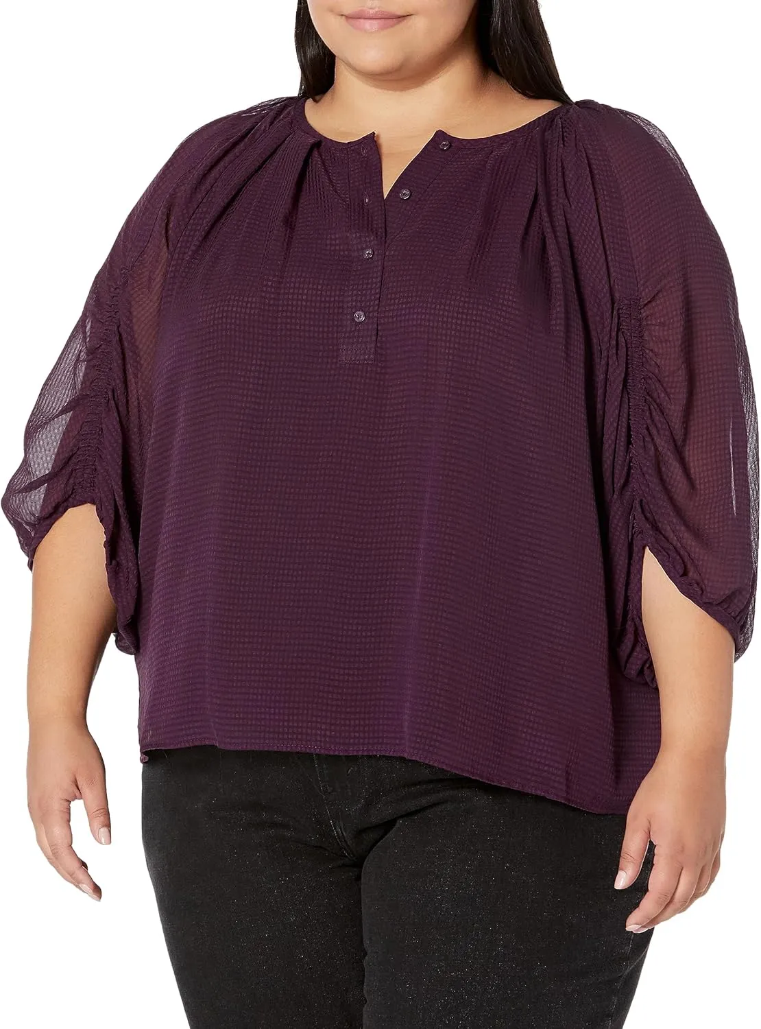 Calvin Klein Women's Cinched Sleeve Blouse