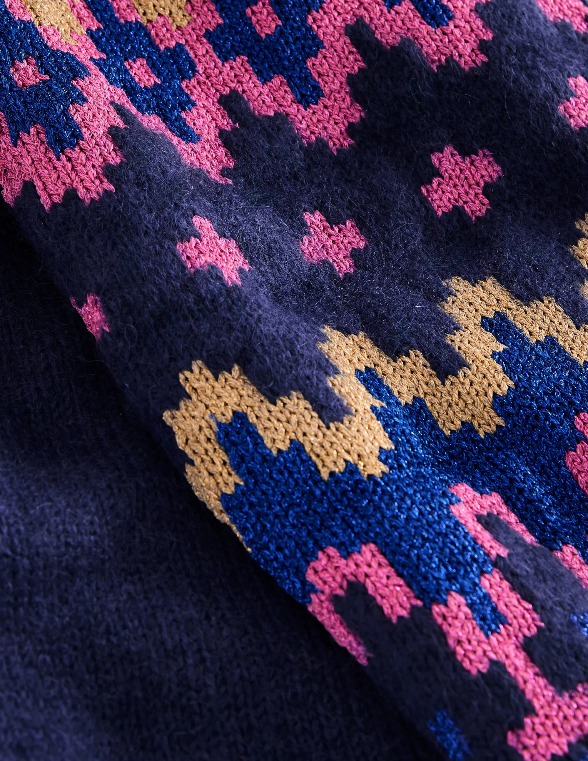 Chunky Fair Isle Scarf-Navy