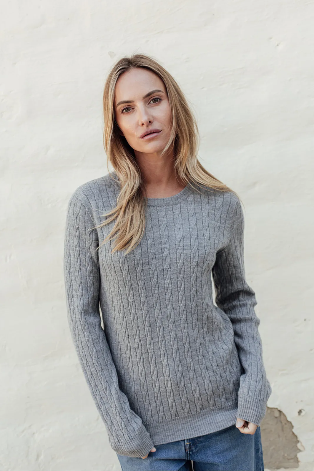 Classic Cable Merino Jersey - Ash Marle