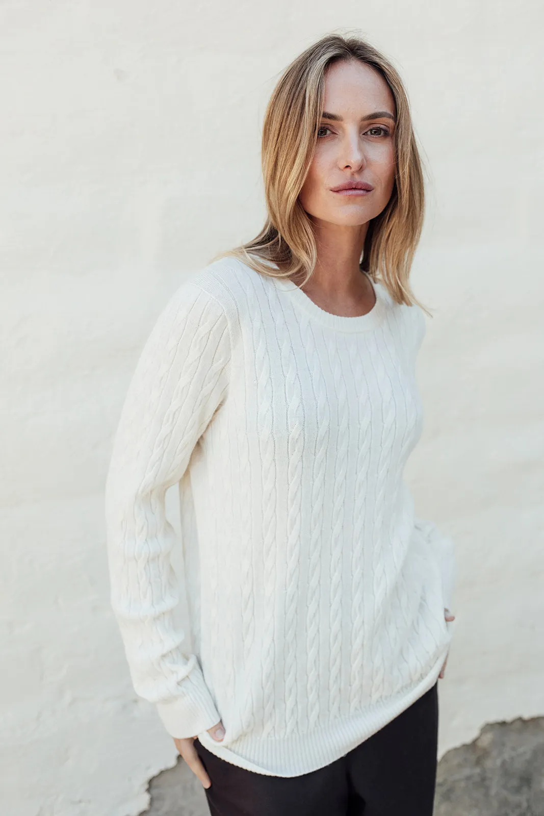Classic Cable Merino Jersey - Natural