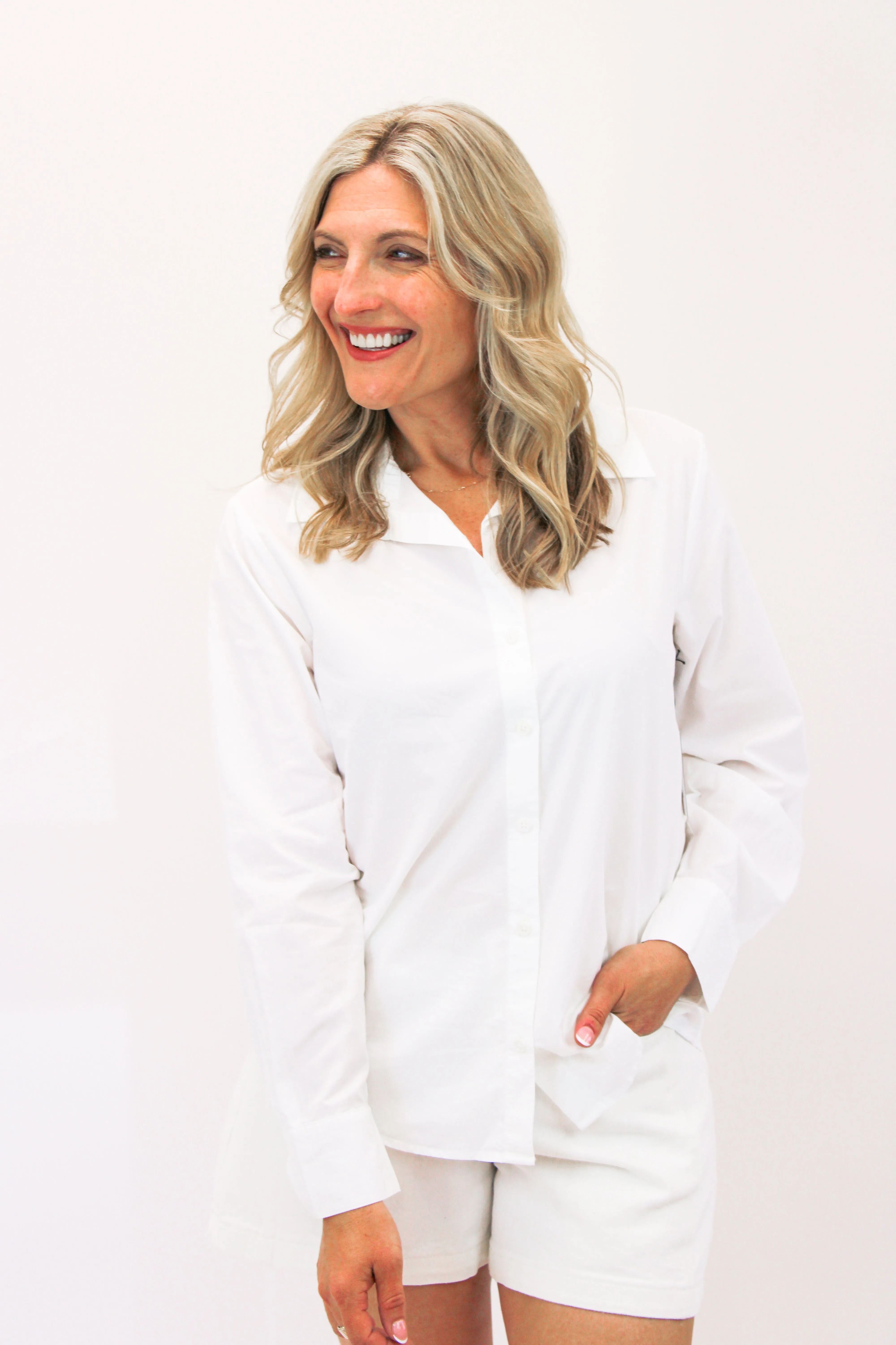Clean Wide Collar Shirt, White
