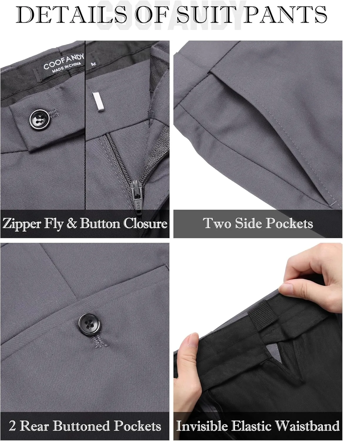 COOFANDY Men's Suits 3 Piece Slim Fit Set Two Button Suit Jacket Vest Pants for Business, Wedding, Party