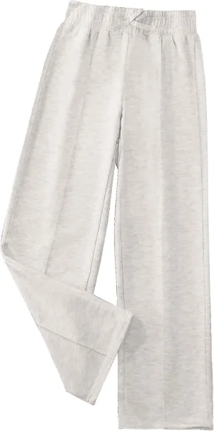 COZYEASE Girls' Wide Leg Sweatpants High Elastic Waist Pants Drawstring Casual Straight Leg Jogger Swearpants with Pocket