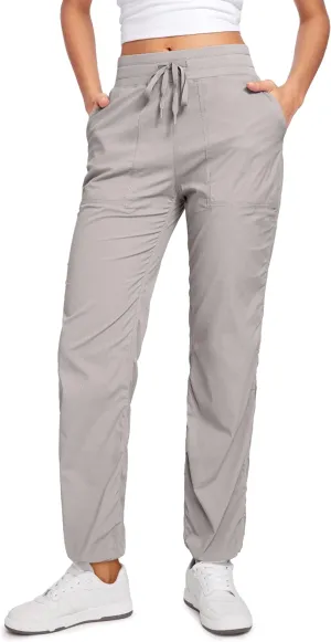 CRZ YOGA Lightweight Straight Leg Workout Pants for Women Casual Ruched Work Gym Athletic Joggers with Pockets