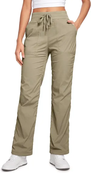 CRZ YOGA Lightweight Straight Leg Workout Pants for Women Casual Ruched Work Gym Athletic Joggers with Pockets