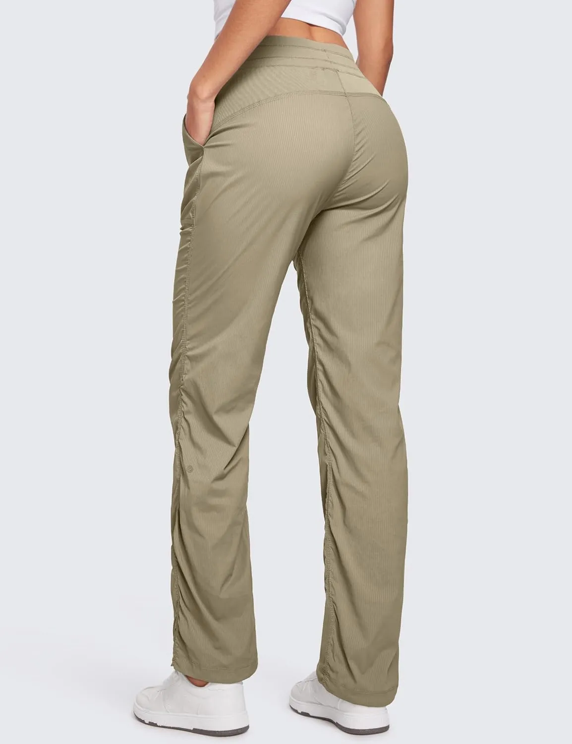 CRZ YOGA Lightweight Straight Leg Workout Pants for Women Casual Ruched Work Gym Athletic Joggers with Pockets