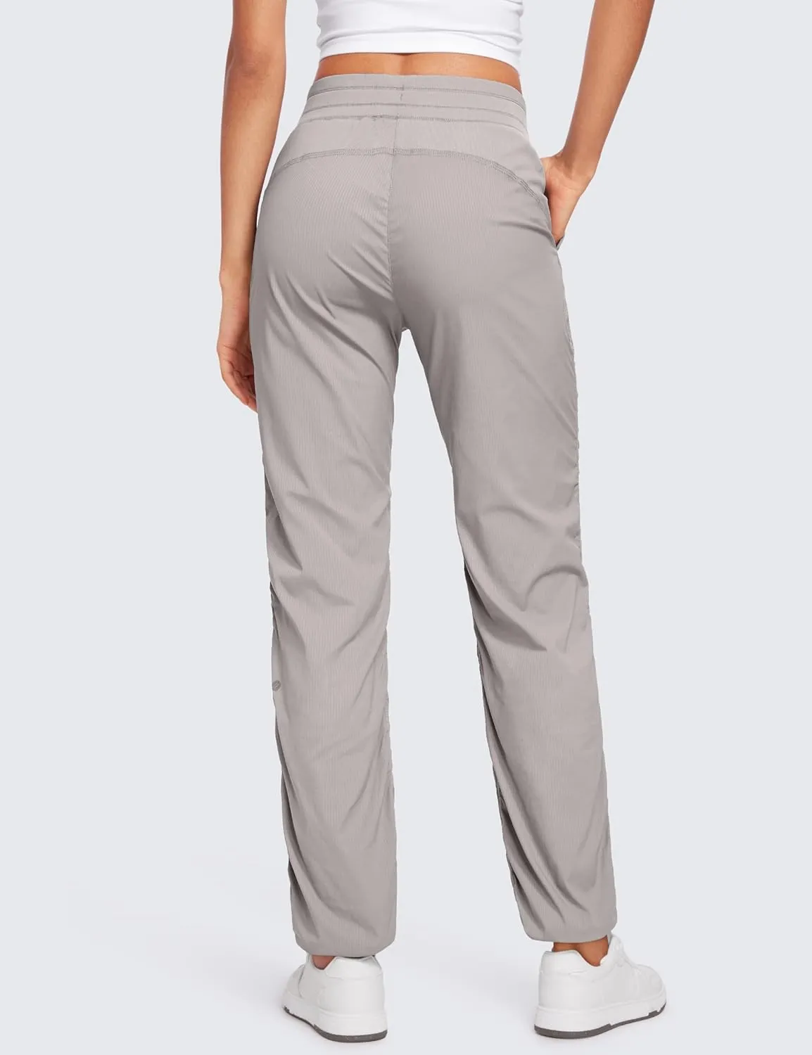 CRZ YOGA Lightweight Straight Leg Workout Pants for Women Casual Ruched Work Gym Athletic Joggers with Pockets