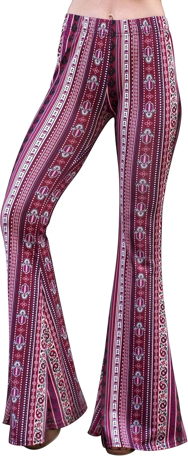 Daisy Del Sol High Waist Comfy Stretch Boho 70s Bell Bottom Fit to Flare Lounge Yoga Pants