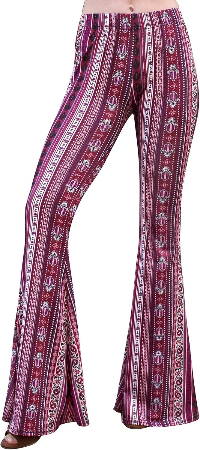 Daisy Del Sol High Waist Comfy Stretch Boho 70s Bell Bottom Fit to Flare Lounge Yoga Pants