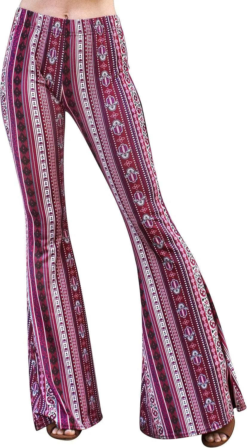 Daisy Del Sol High Waist Comfy Stretch Boho 70s Bell Bottom Fit to Flare Lounge Yoga Pants