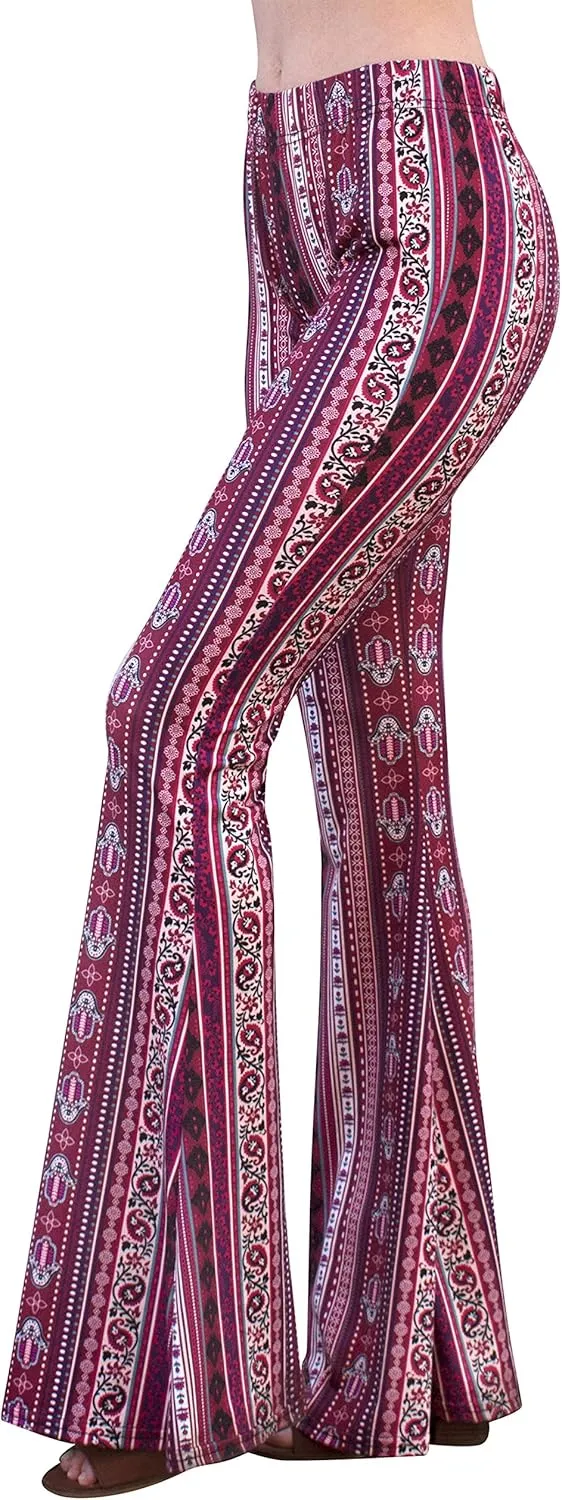 Daisy Del Sol High Waist Comfy Stretch Boho 70s Bell Bottom Fit to Flare Lounge Yoga Pants