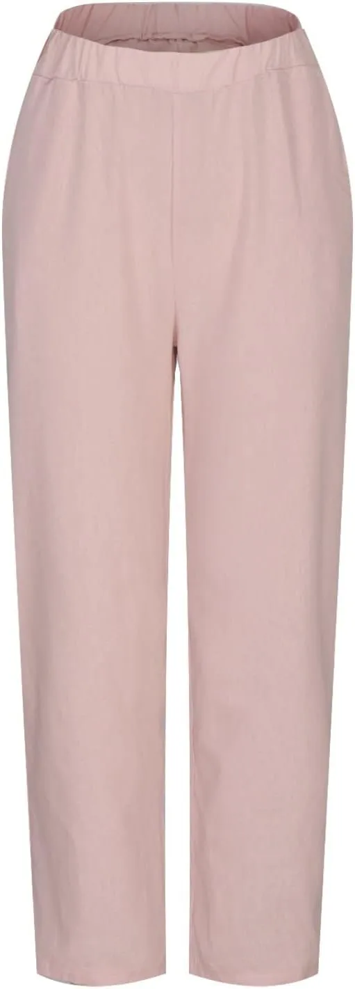 DASAYO Linen Pants Linen Elastic Waist Casaul Loose Fit Trousers Ladies Beach Pants with Pockets Summer Outfits Fashion 2025