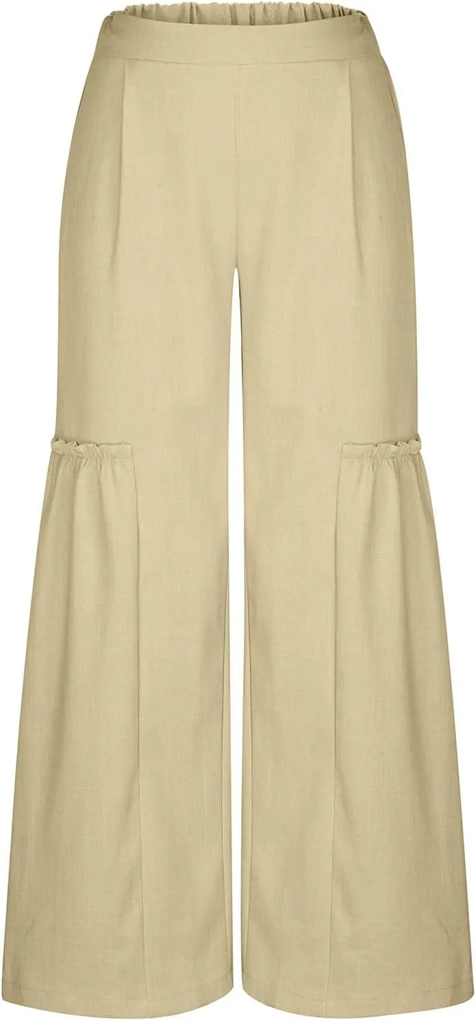DASAYO Wide Leg Pants for Women Trendy High Waisted Palazzo Pants Dressy Casaul Flowy Trousers Spring Summer Fahsion 2025