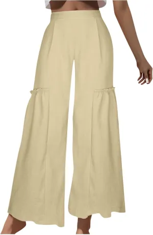 DASAYO Wide Leg Pants for Women Trendy High Waisted Palazzo Pants Dressy Casaul Flowy Trousers Spring Summer Fahsion 2025