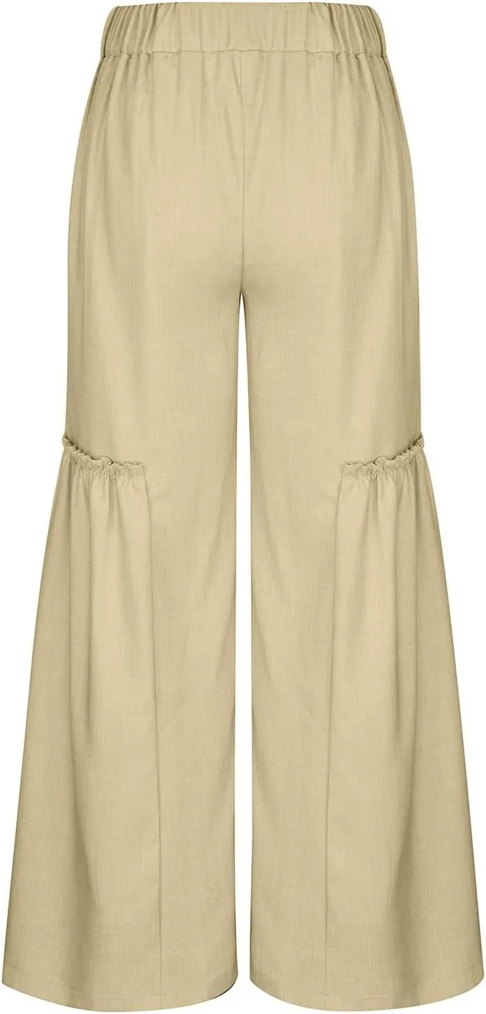 DASAYO Wide Leg Pants for Women Trendy High Waisted Palazzo Pants Dressy Casaul Flowy Trousers Spring Summer Fahsion 2025
