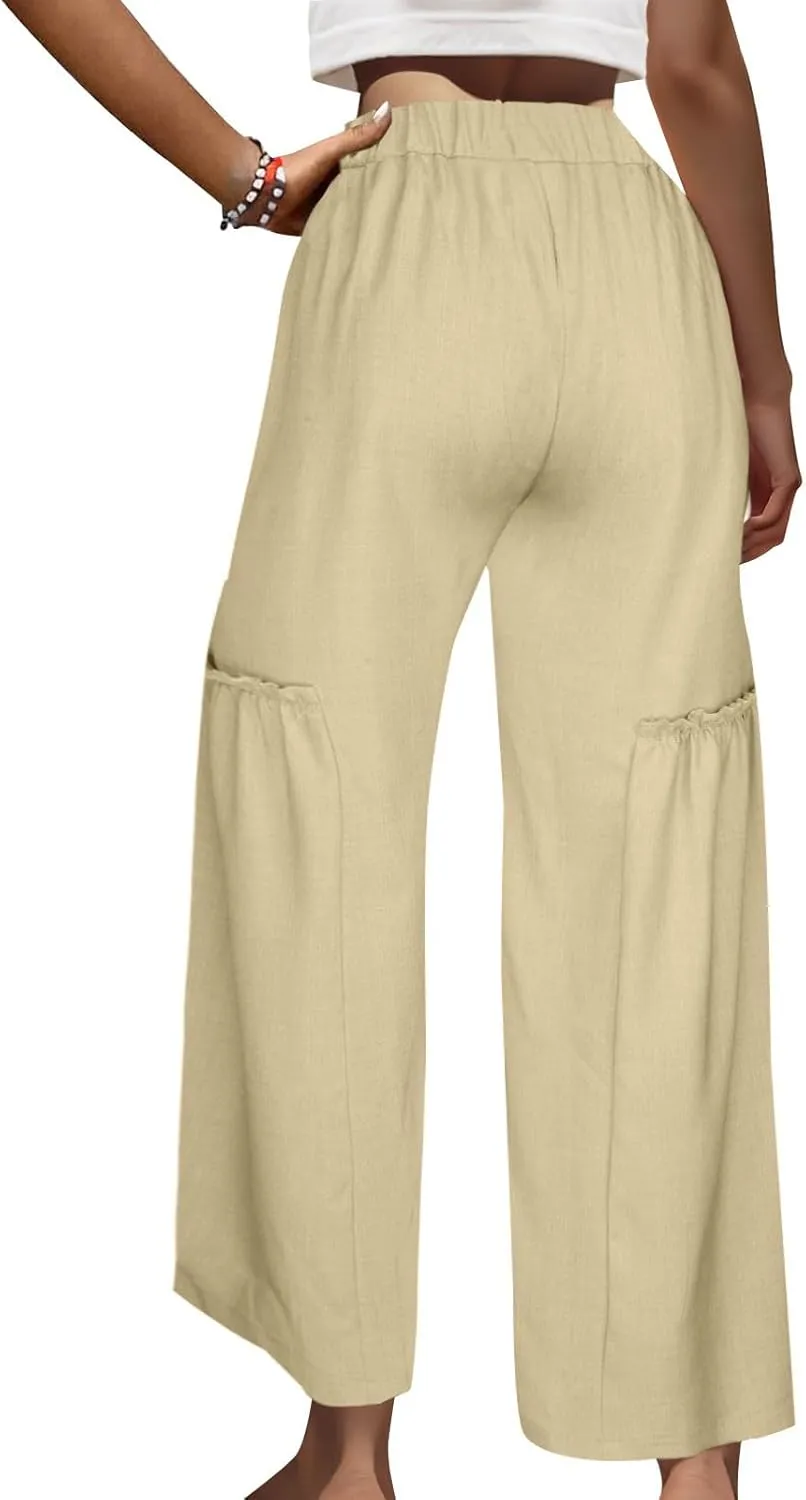 DASAYO Wide Leg Pants for Women Trendy High Waisted Palazzo Pants Dressy Casaul Flowy Trousers Spring Summer Fahsion 2025