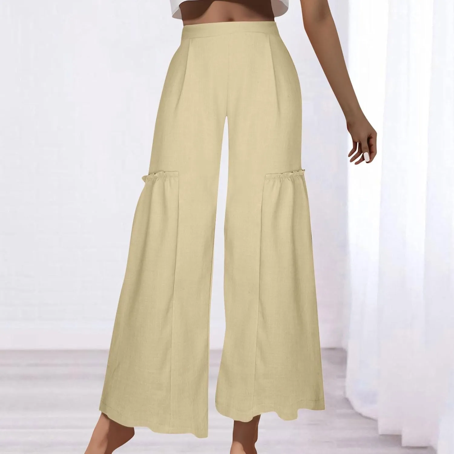DASAYO Wide Leg Pants for Women Trendy High Waisted Palazzo Pants Dressy Casaul Flowy Trousers Spring Summer Fahsion 2025