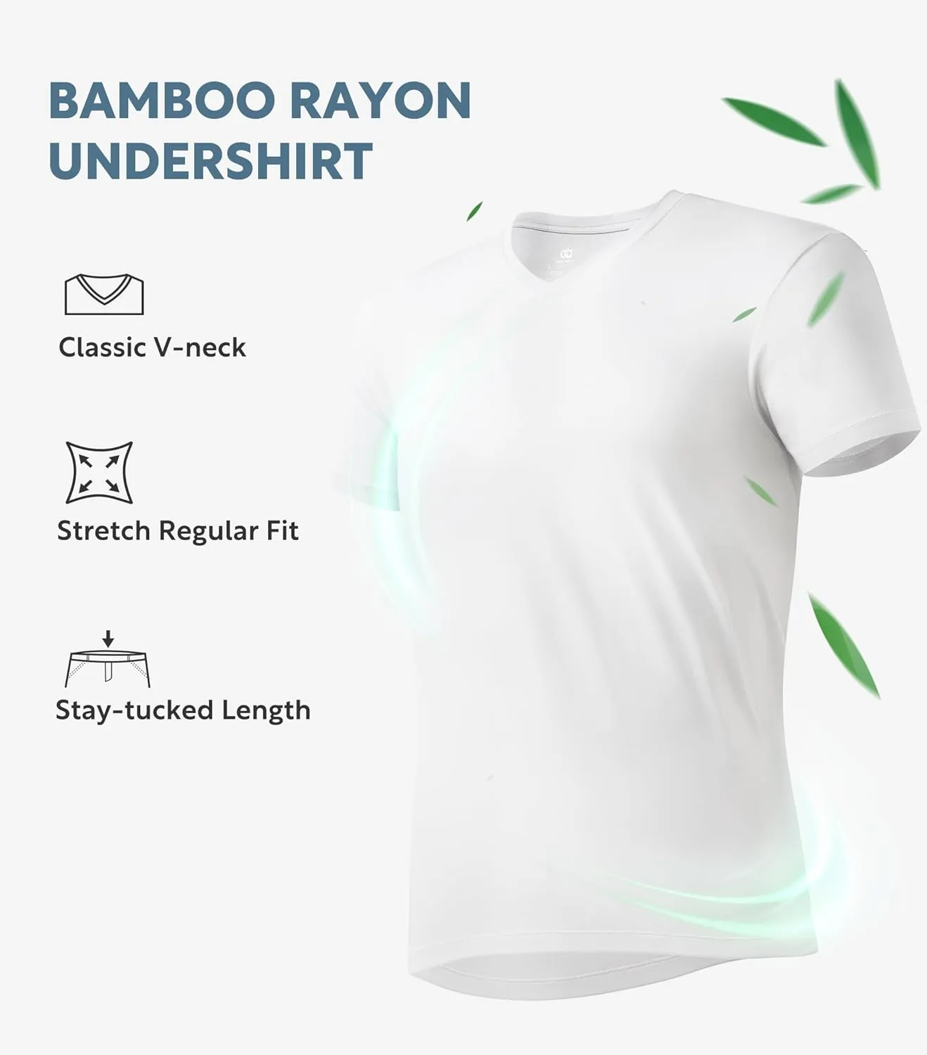 DAVID ARCHY Men's Undershirt Bamboo Rayon Moisture-Wicking V-Neck T-Shirts Stretch Tees for Men, 3 or 5 Pack