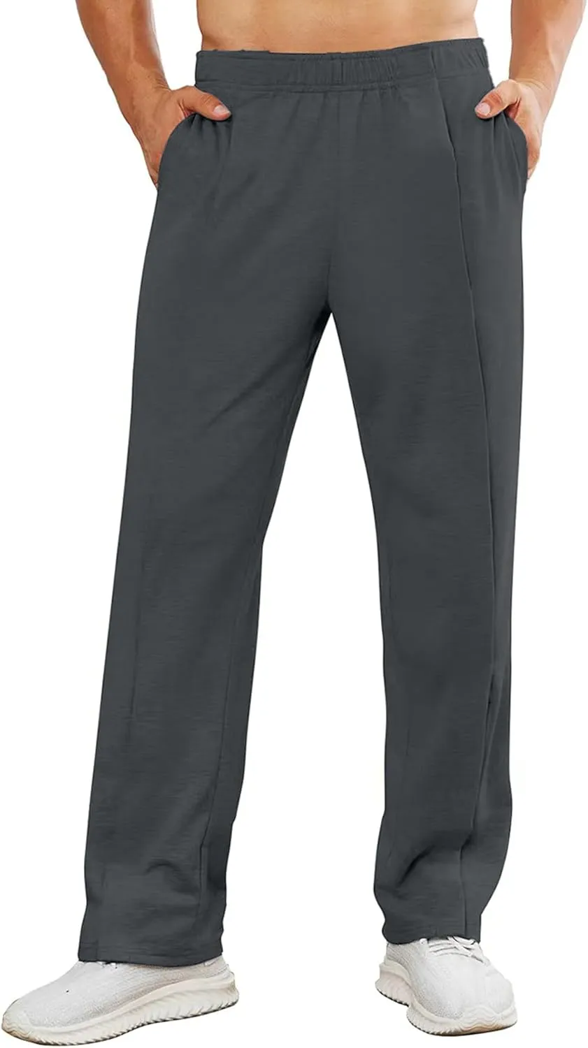 Deyeek Men's Post Surgery Pants Loose Fit Side Snap Tear Away Pants for Men Open Bottom Breakaway Sweatpants with Pockets