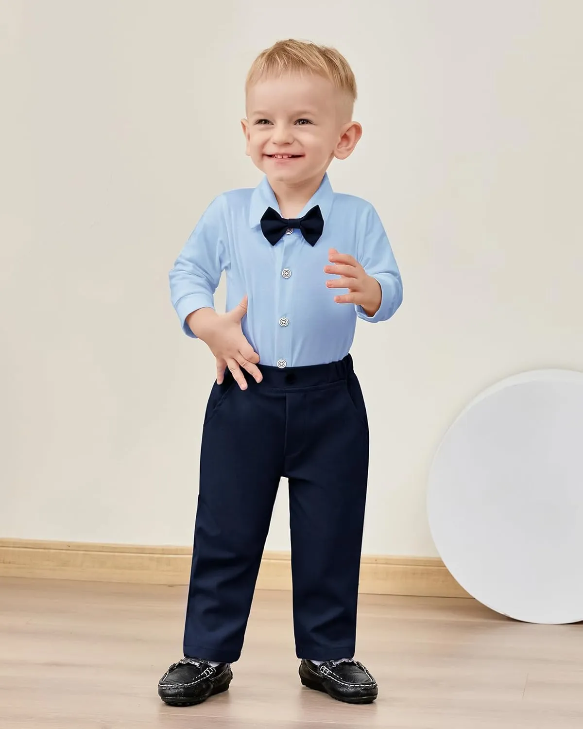 DISAUR Baby Boy Clothes Suits 5PC Infant Gentleman Outfit Dress Shirt Bowtie Vest Corsage Pants Wedding Baby Suit