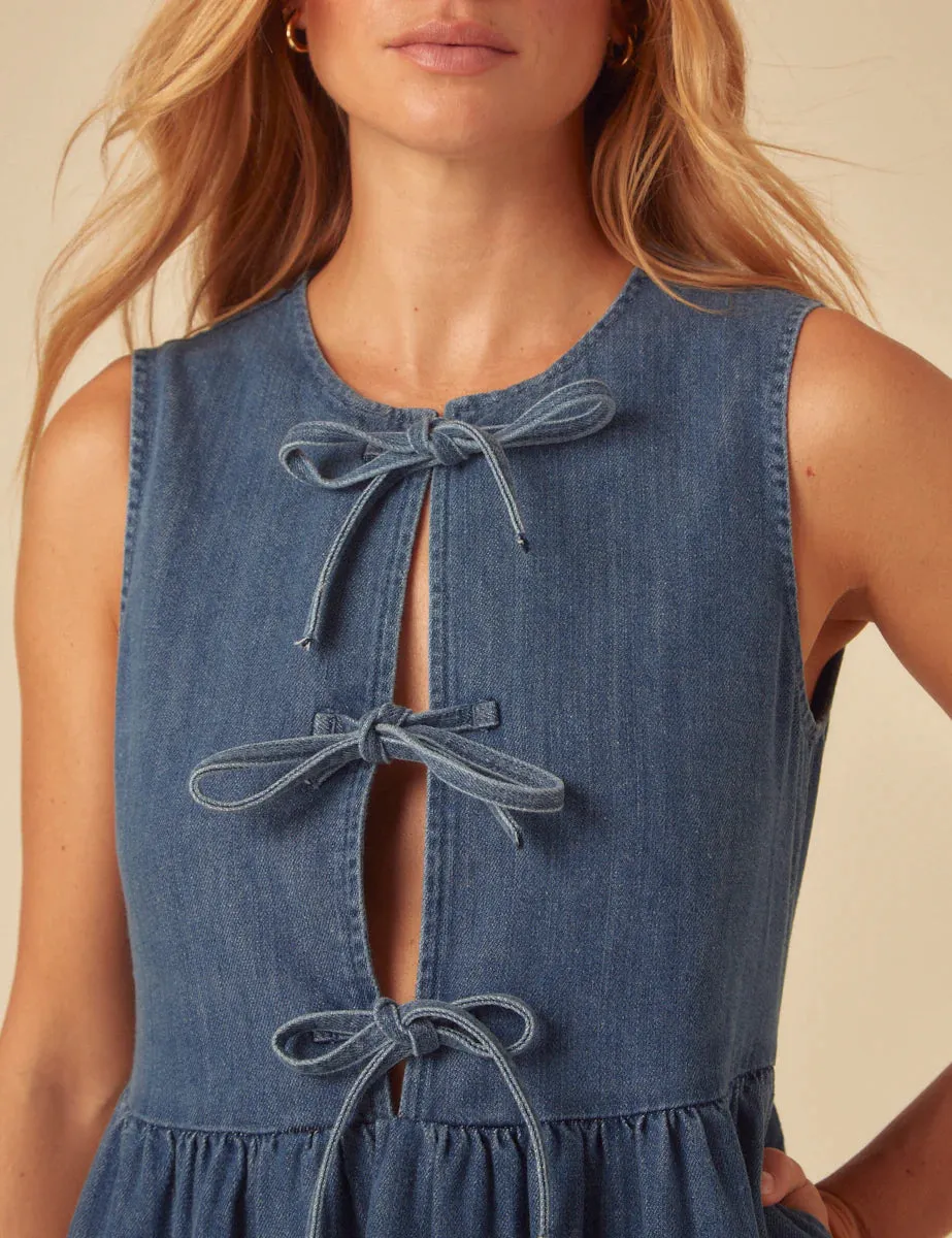 Eden Sleeveless Midi Dress Blue Denim
