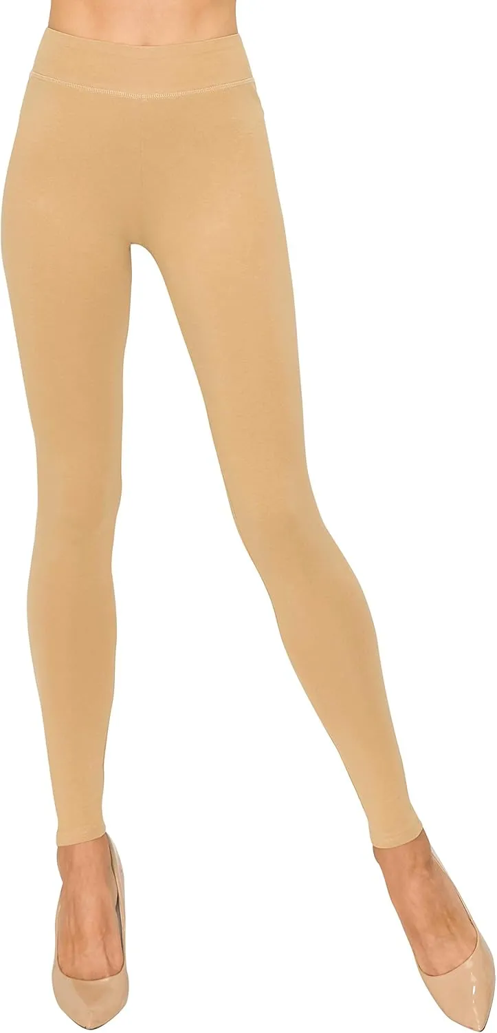 EttelLut Cotton Spandex Basic Leggings Pants-Jersey Full/Capri Regular/Plus Size