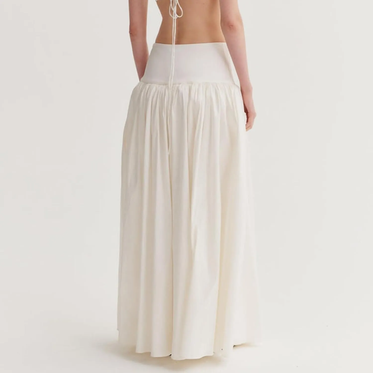 Faretumiya Women Boho Maxi Skirt High Elastic Waist Flowy Pleated Long Skirt Swing Tiered A Line Skirt Bohemian Casual Skirt