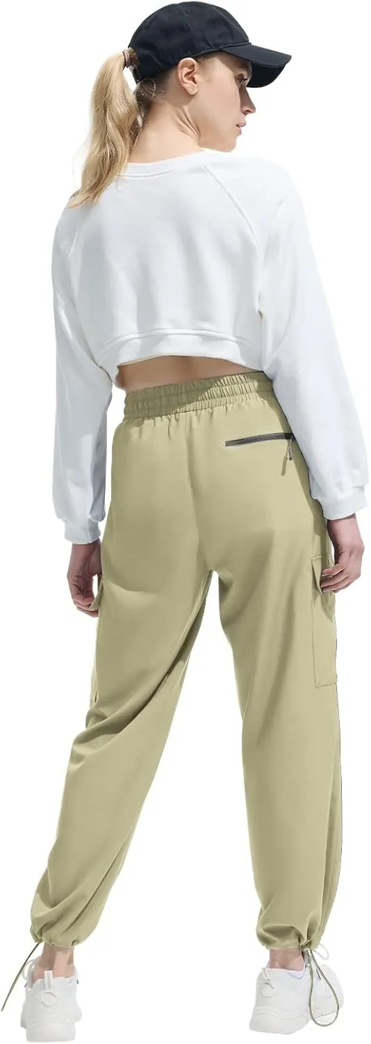 FARUNGS Quick Dry Cargo Pants Lightweight Tactical Hiking Pants with 5 Pockets for Women,Stretchy Waist and Water Resistant