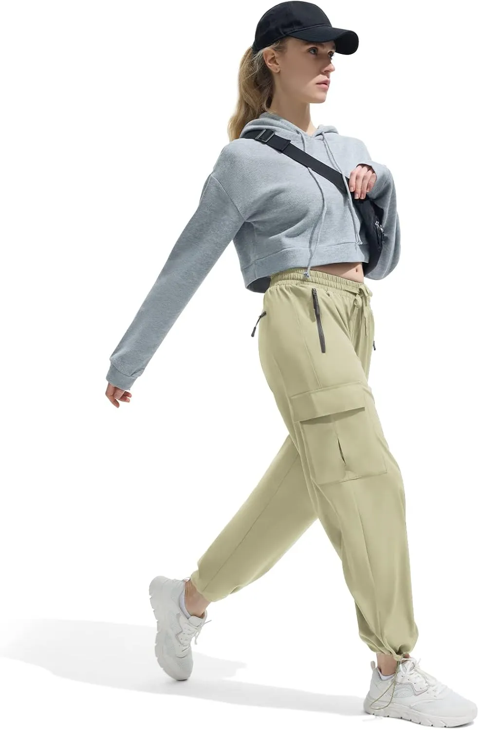FARUNGS Quick Dry Cargo Pants Lightweight Tactical Hiking Pants with 5 Pockets for Women,Stretchy Waist and Water Resistant