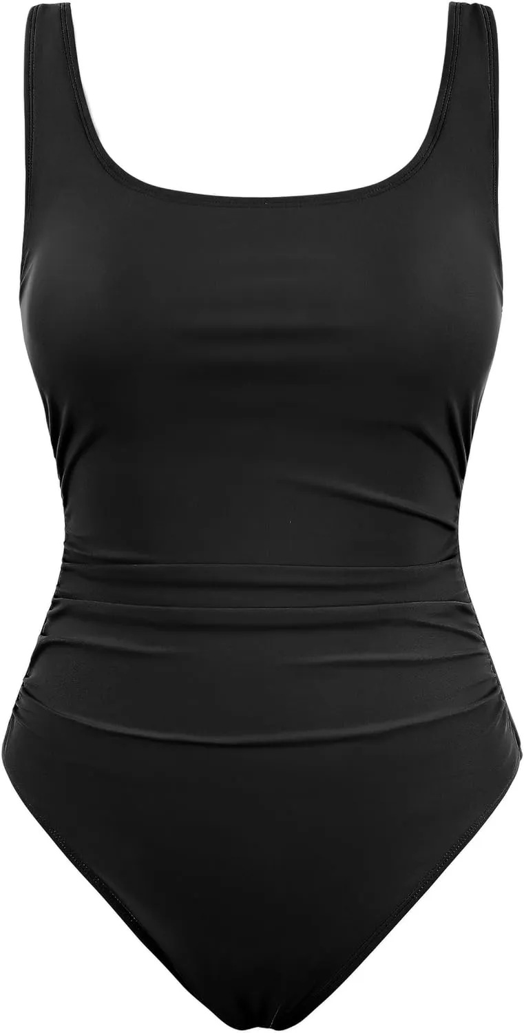 Firpearl Underwire Swimsuits for Women Ruched Tummy Control Long Torso One Piece Bathing Suits Push Up Modest Swimwear