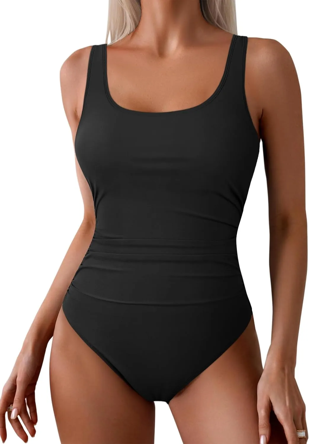 Firpearl Underwire Swimsuits for Women Ruched Tummy Control Long Torso One Piece Bathing Suits Push Up Modest Swimwear