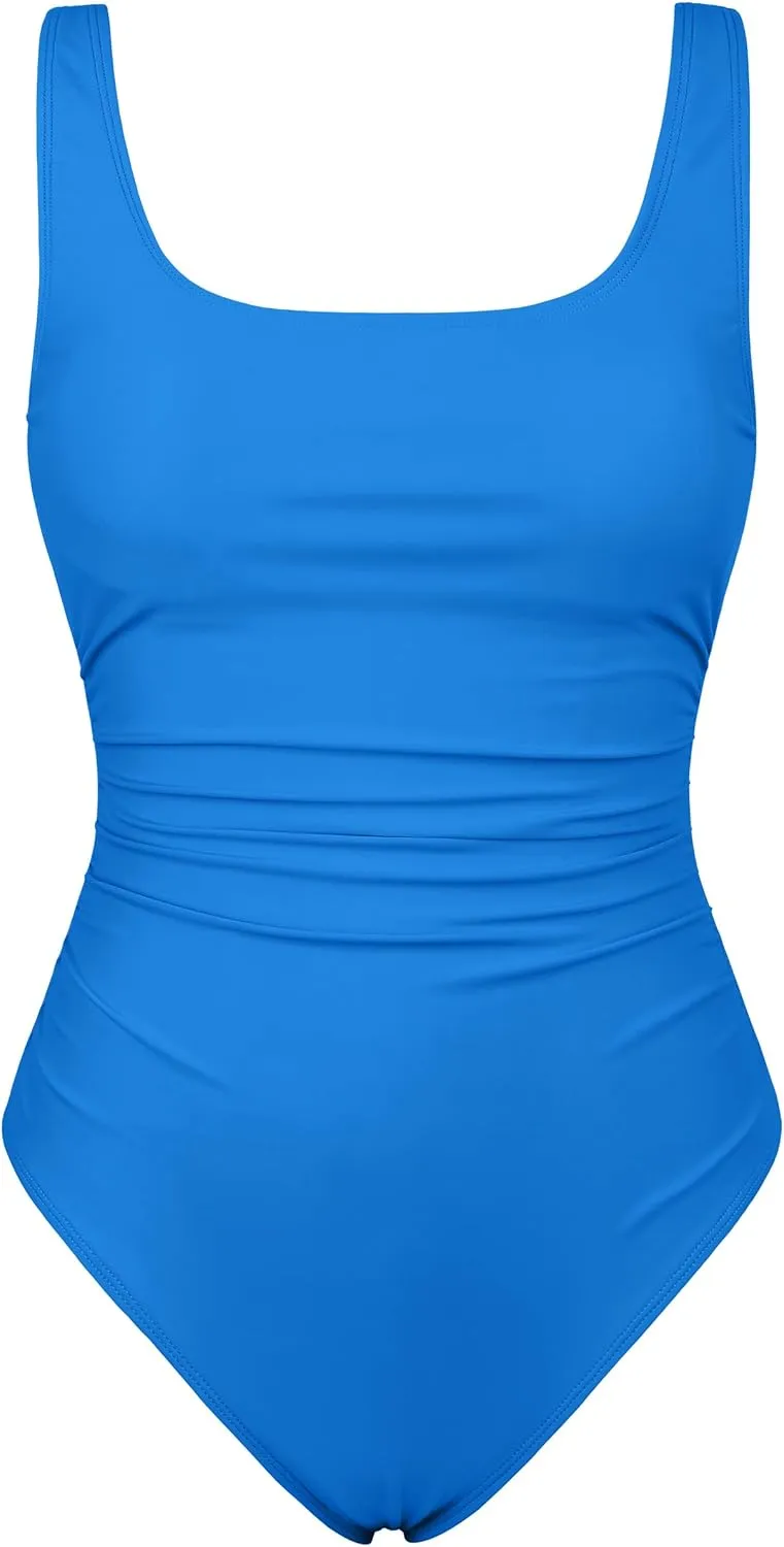 Firpearl Underwire Swimsuits for Women Ruched Tummy Control Long Torso One Piece Bathing Suits Push Up Modest Swimwear