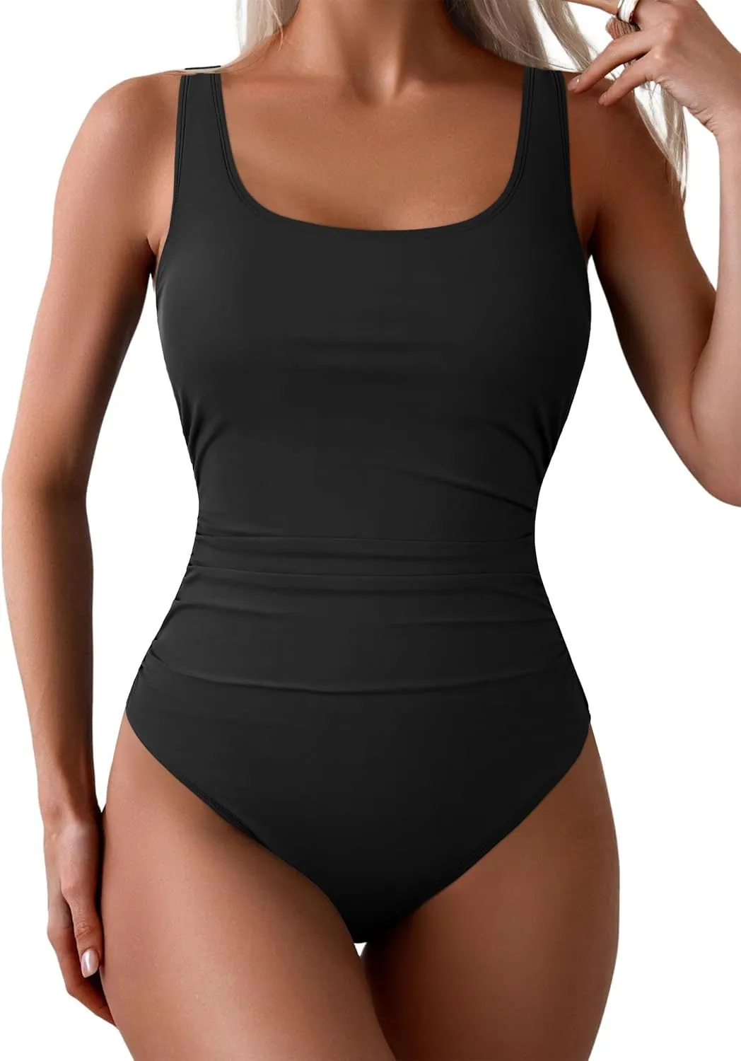 Firpearl Underwire Swimsuits for Women Ruched Tummy Control Long Torso One Piece Bathing Suits Push Up Modest Swimwear