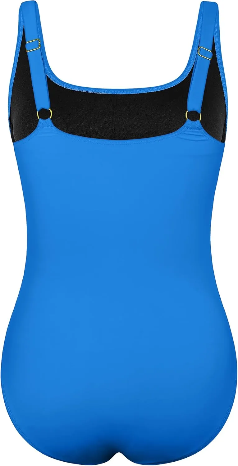 Firpearl Underwire Swimsuits for Women Ruched Tummy Control Long Torso One Piece Bathing Suits Push Up Modest Swimwear