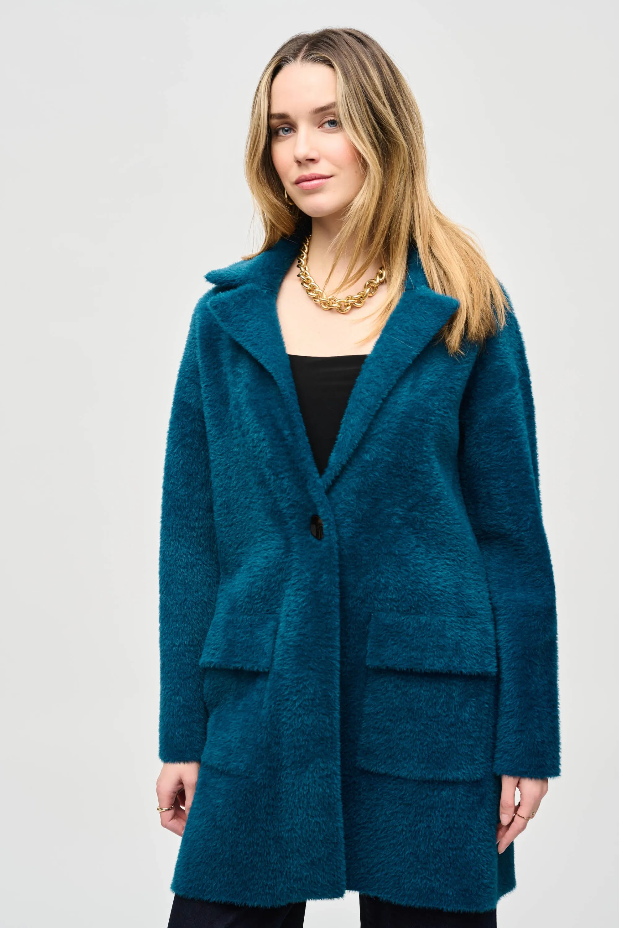 Florry Feather Yarn Sweater Coat in Twilight - Joseph Ribkoff 243922